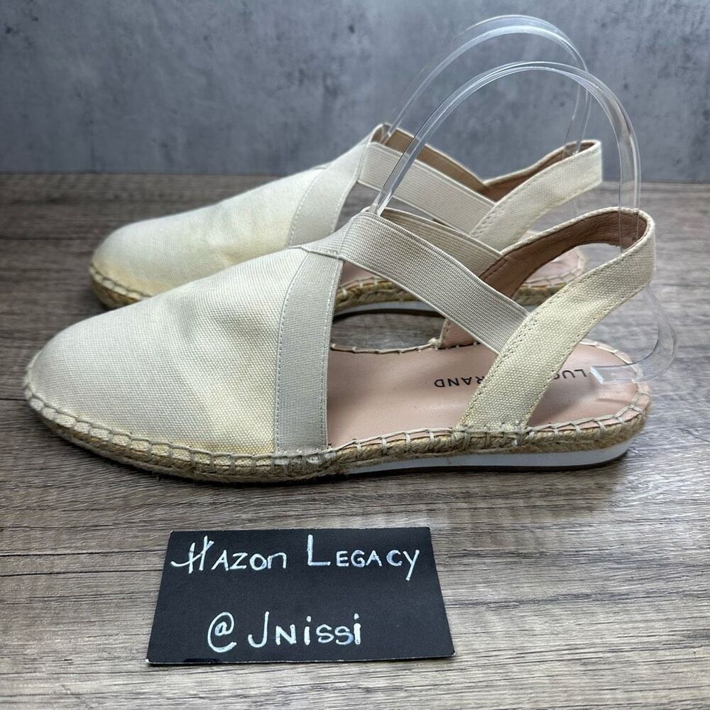 Lucky Brand~ Women's~"Rifka"~Natural Canvas Slingback Espadrille Sandal Size 8.5